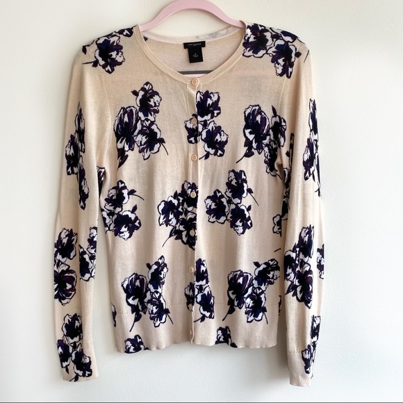 LOFT Sweaters - LOFT Cream Floral Cardigan - Size Medium